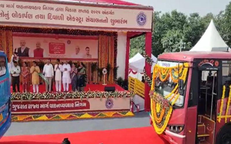 दीपावली से पहले गुजरात की जनता को सौगात, मुख्यमंत्री भूपेंद्र पटेल ने जीएसआरटीसी की 201 नई बसों को दिखाई हरी झंडी