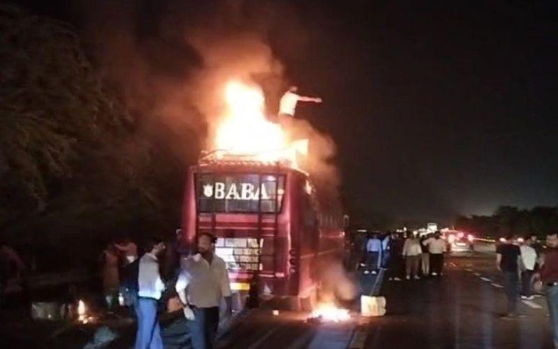 लुधियाना से नोएडा जा रही बस में लगी आग, सामान जलकर खाक
